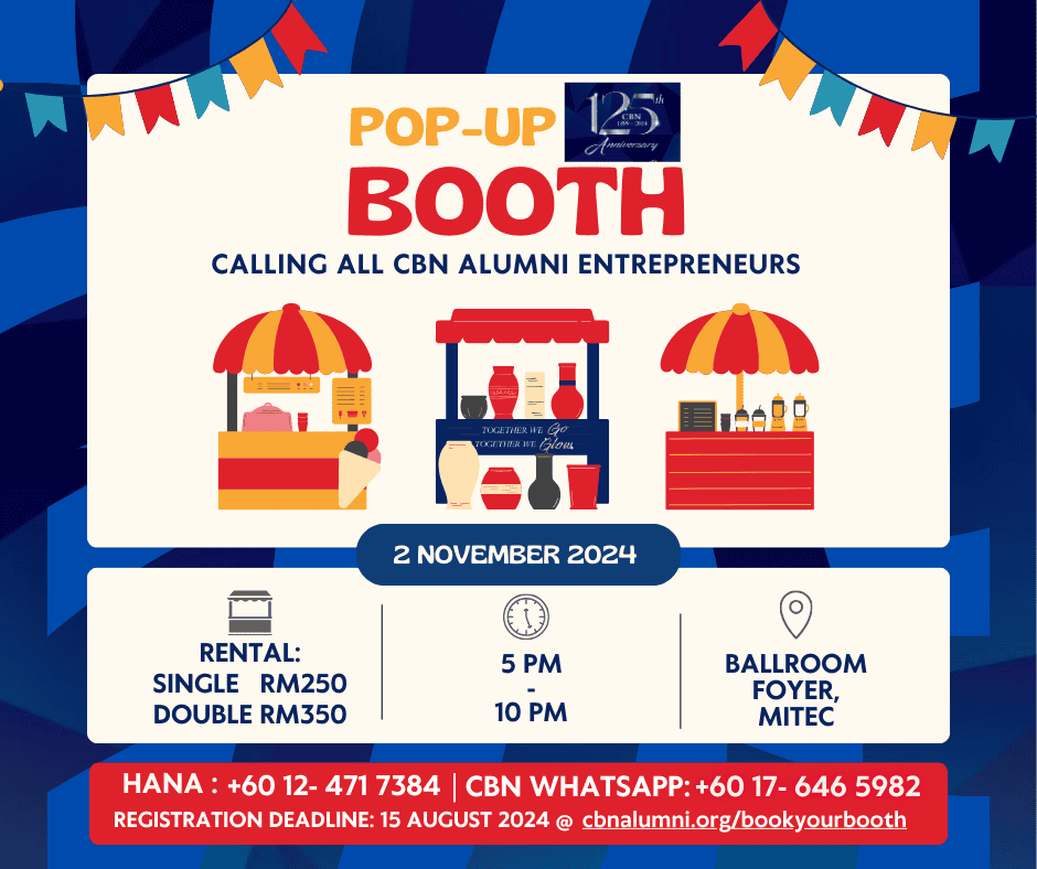 pop-up booth registration for cbn 125th anniversary dinner on the 2nd November 2024.